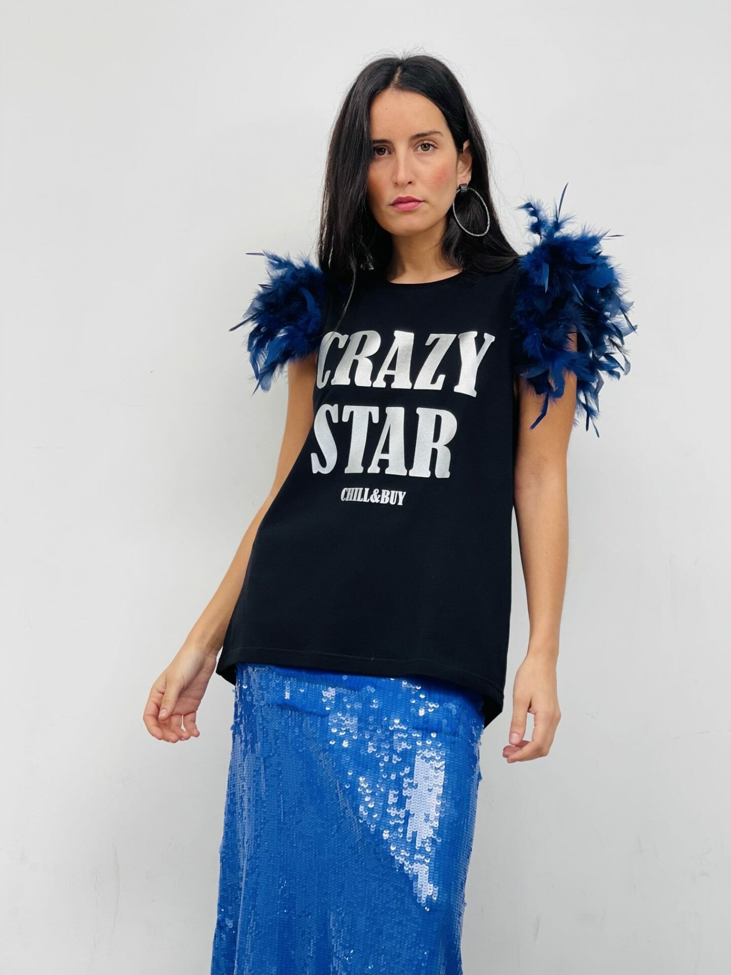 Camiseta Plumas Crazy Plata
