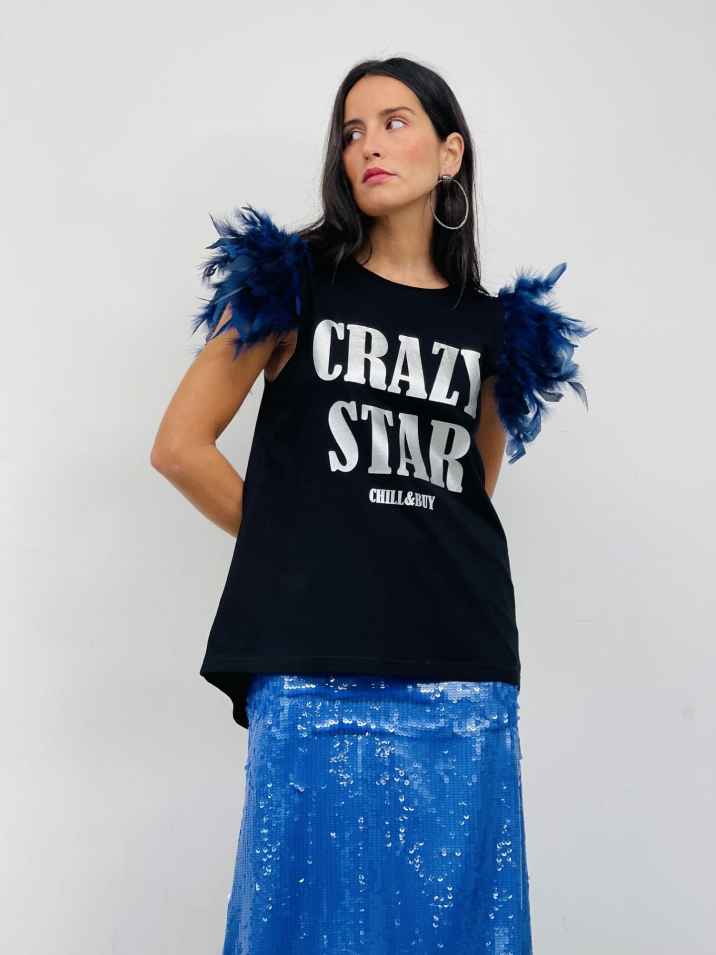 Camiseta Plumas Crazy Plata