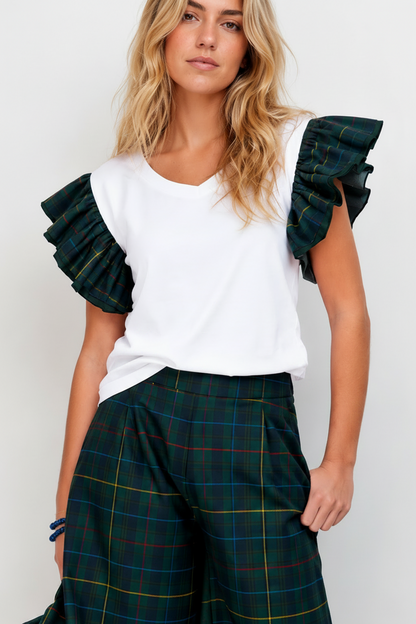 Camiseta Volante  Tartán Verde