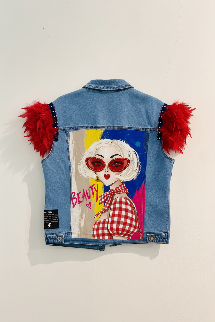 Chaleco Plumas Chica Beauty