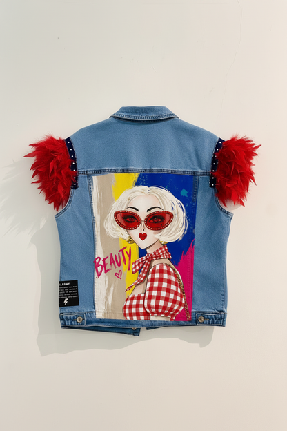 Chaleco Plumas Chica Beauty
