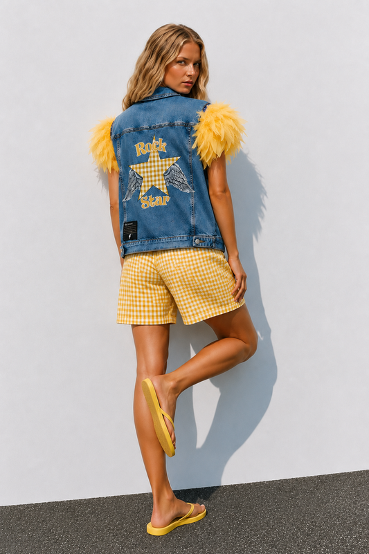Peace Guitar Feather Vest
