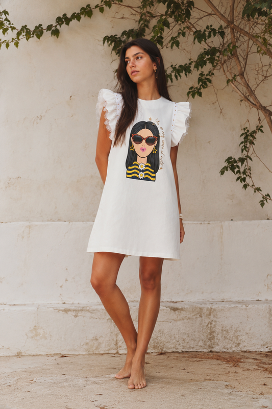 Vestido Denim Chica Lunares