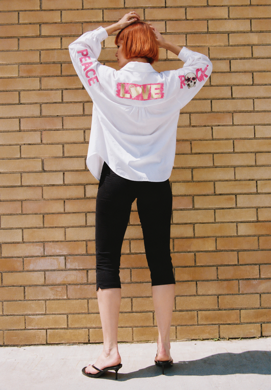 Camisa Bordada Peace Rosa