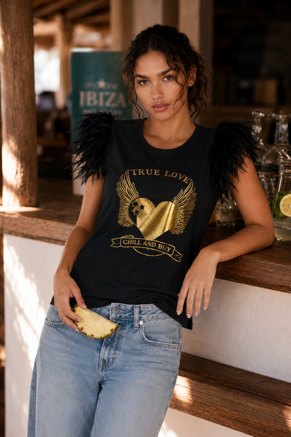 True Love Studded Feather T-Shirt