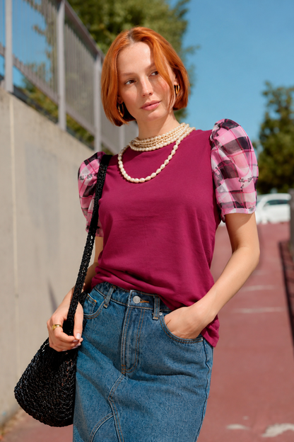 Camiseta Blow Cuadros Fresa