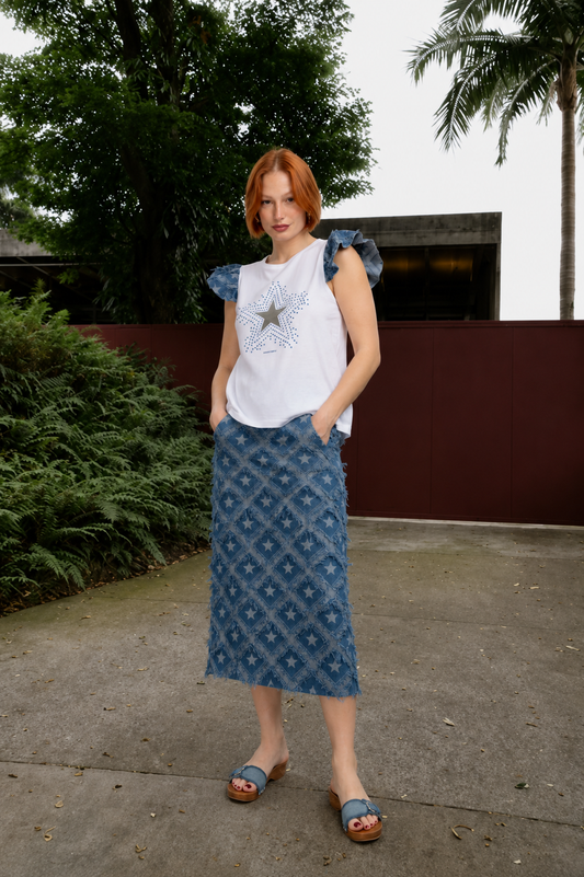 Camiseta Volante Estrellas Azul