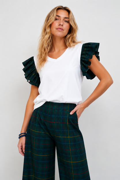 Camiseta Volante  Tartán Verde