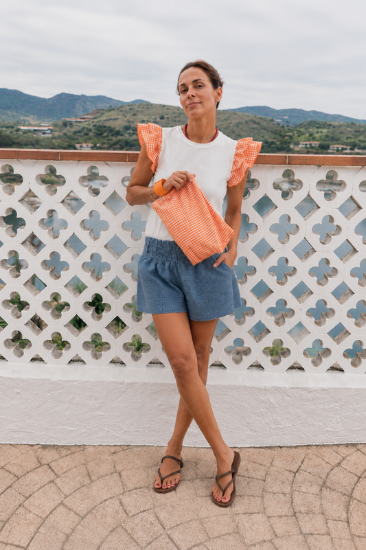 Camiseta Vera Vichy Naranja