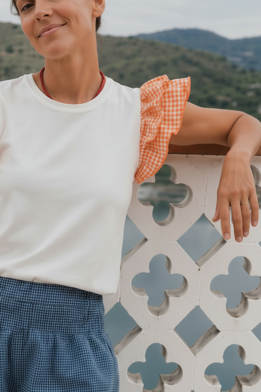 Camiseta Vera Vichy Naranja