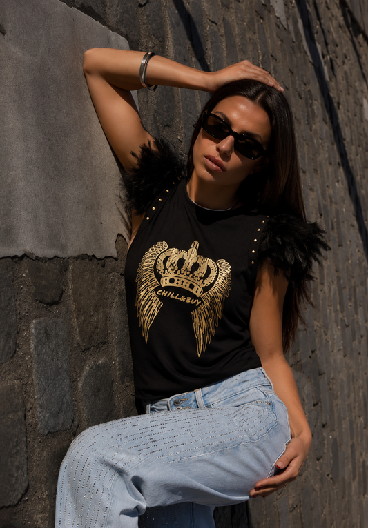 Crown Wings Feather T-Shirt
