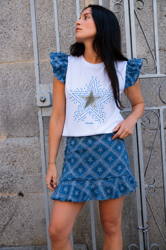 Falda Denim Star Azul