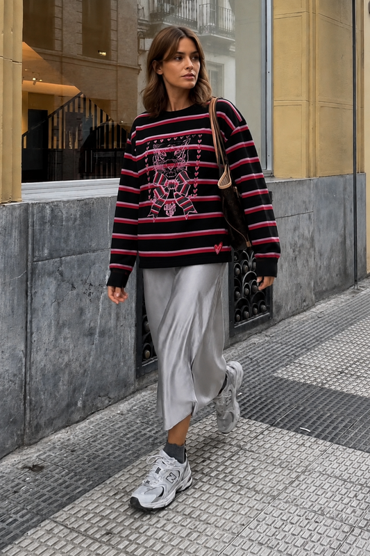 Tiger Stripe Hoodie with Bow