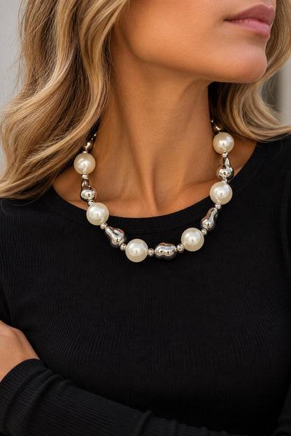 Collar Silver Pearl