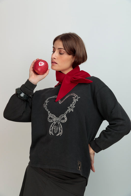 Sudadera Corazón Lazo Strass