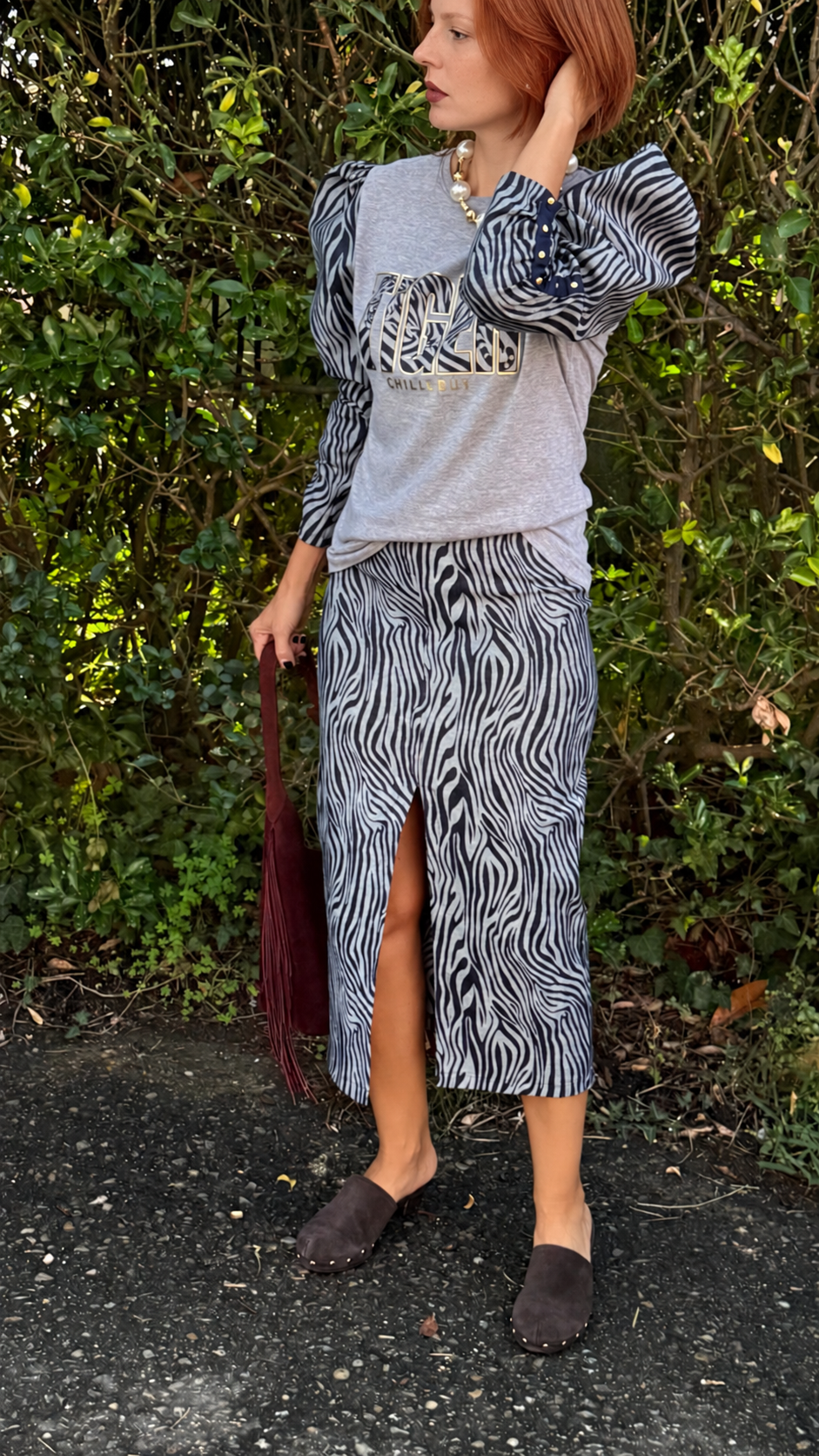 Falda Abertura Denim Zebra