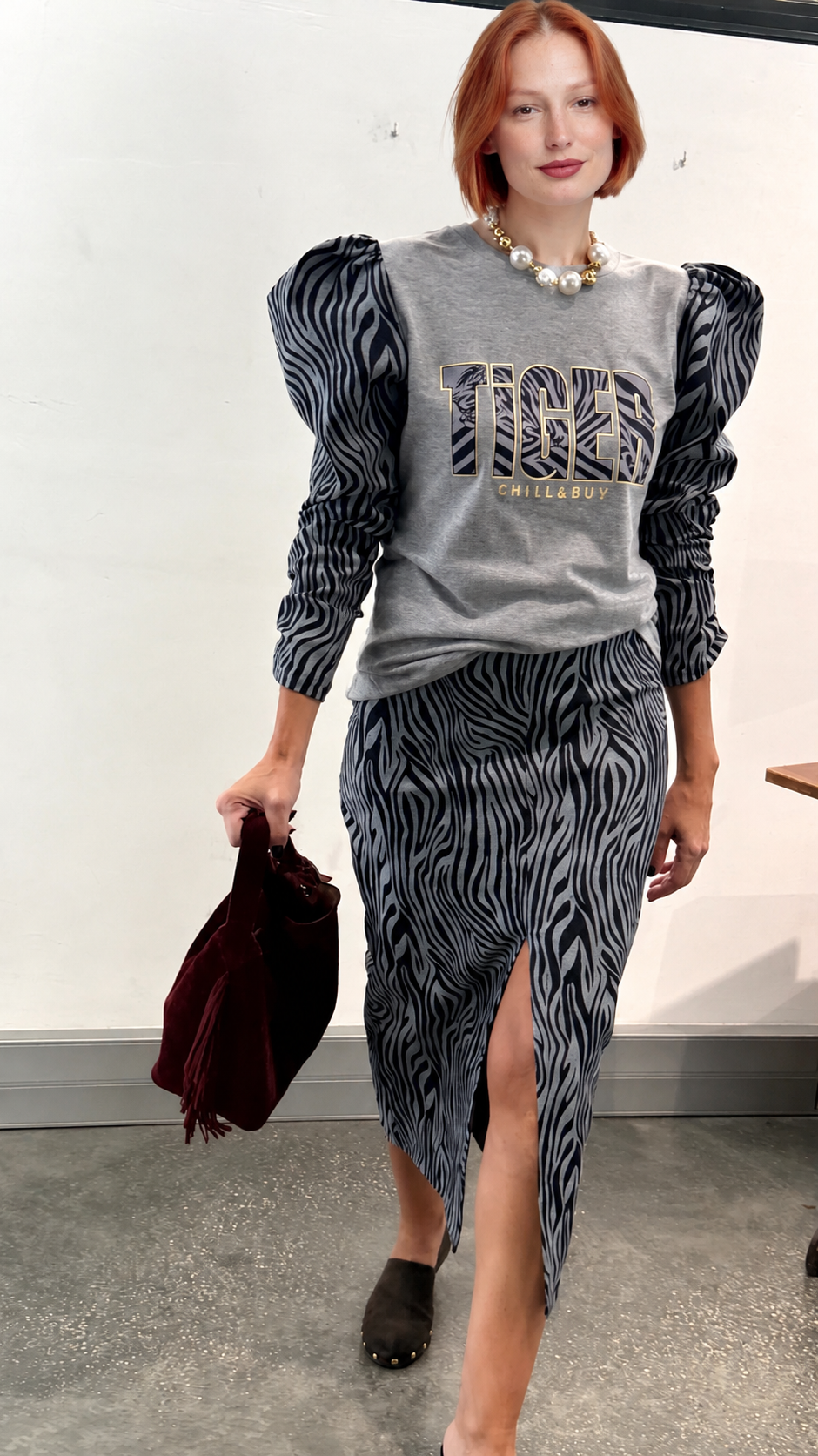 Falda Abertura Denim Zebra