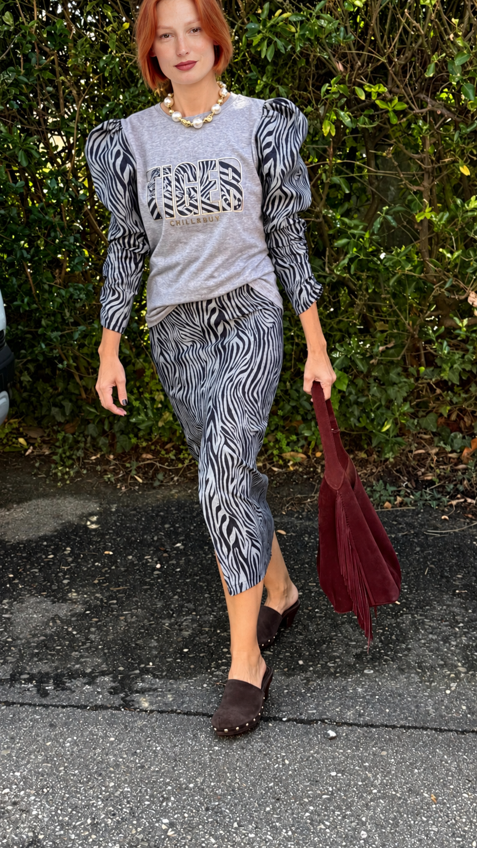 Falda Abertura Denim Zebra