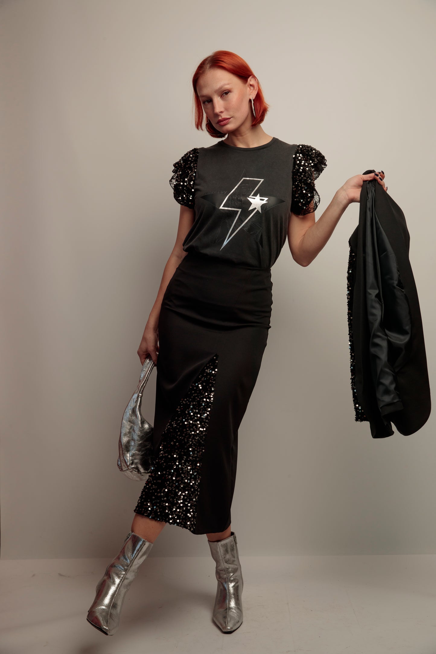 Falda Combinada Lentejuelas