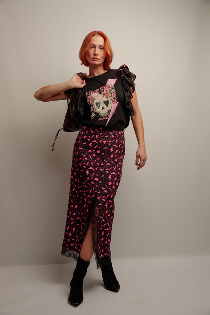 Falda Encaje Print Caye