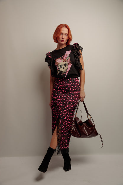 Falda Encaje Print Caye