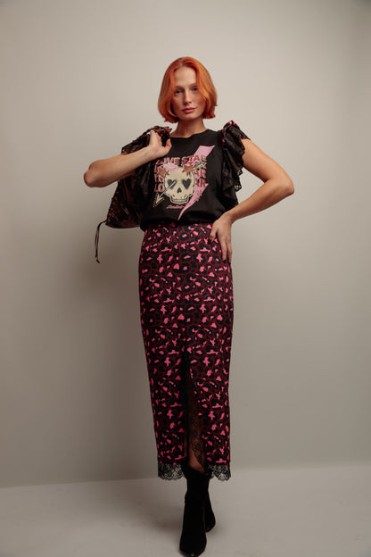 Falda Encaje Print Caye