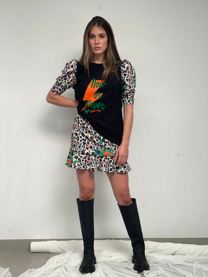 Fly Print Mini Skirt