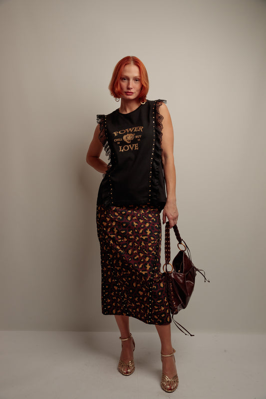 Falda Tachas Print Star