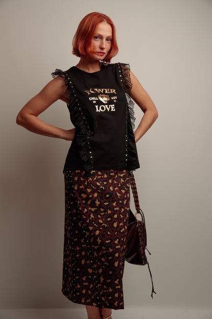 Falda Tachas Print Star