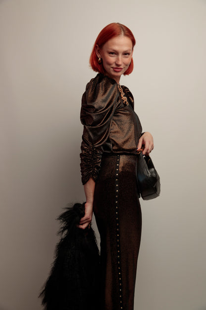 Falda Tachas Terciopelo Negro