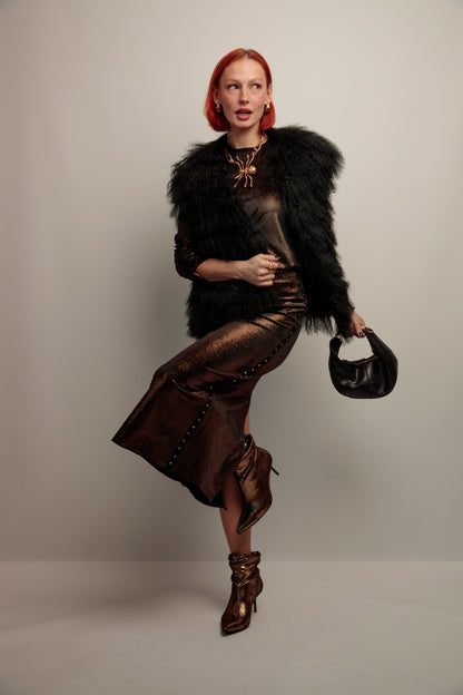 Falda Tachas Terciopelo Negro