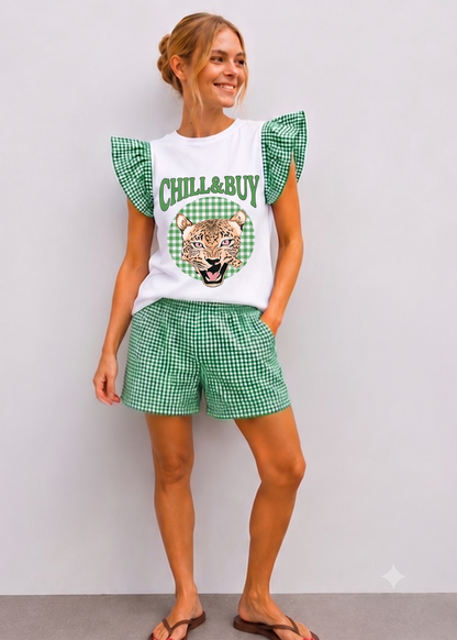 Black Gingham Ruffle T-shirt