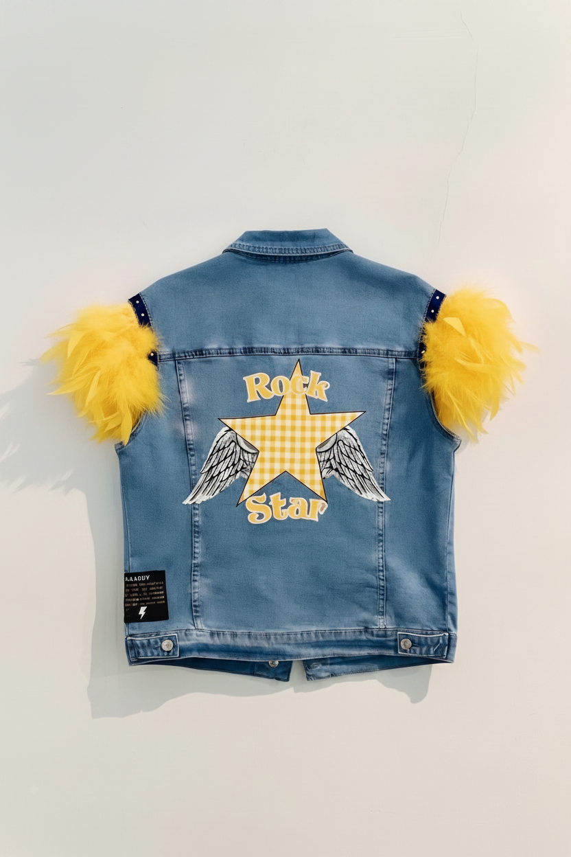 Chaleco Plumas Rock Star Amarillo
