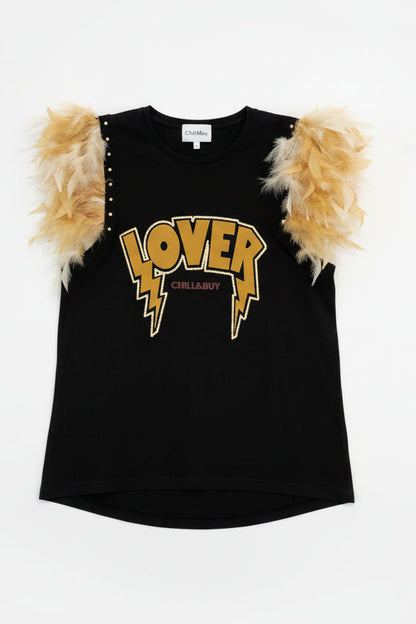T-shirt à plumes de rock star