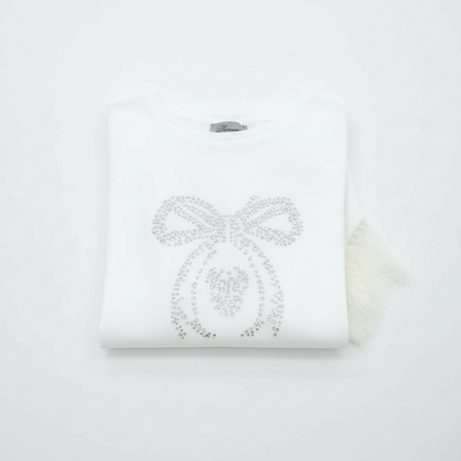 T-shirt Dentelle Nœud Clous