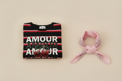 Sweat-shirt Rayures Amour Cerise