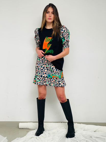 Fly Print Mini Skirt