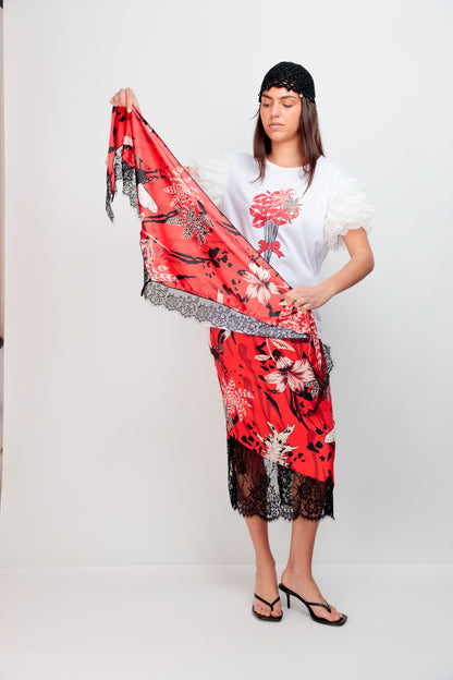 Foulard dentelle fleuri
