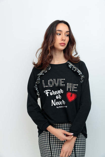 SUDADERA MINIVOLANTE VICHY NEGRO FOREVER