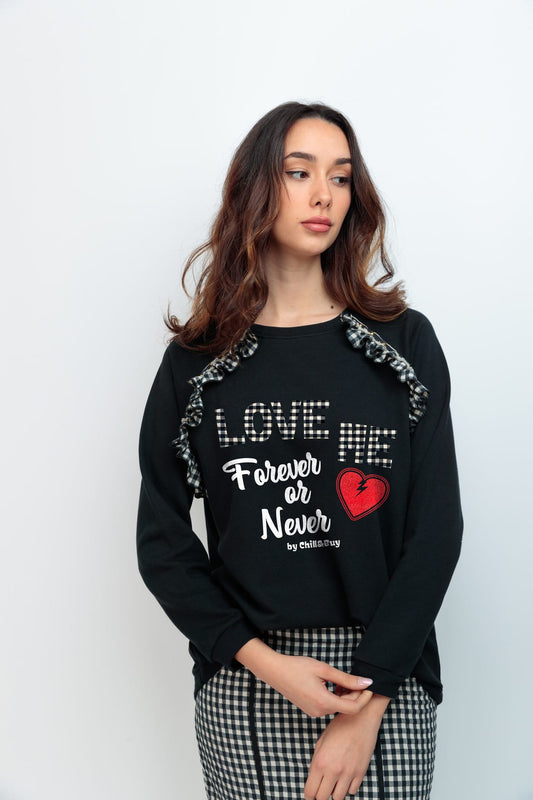 SUDADERA MINIVOLANTE VICHY NEGRO FOREVER