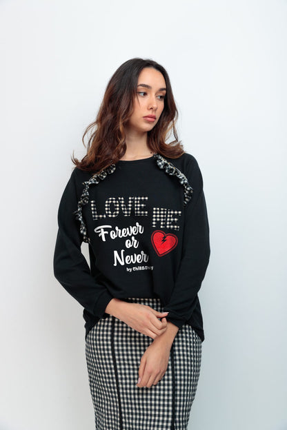 SUDADERA MINIVOLANTE VICHY NEGRO FOREVER