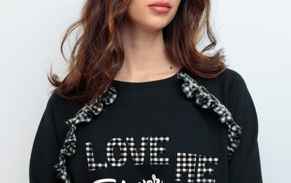 SUDADERA MINIVOLANTE VICHY NEGRO FOREVER