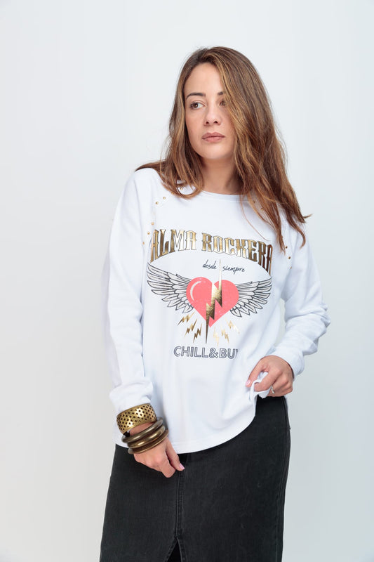 SUDADERA TACHAS ALAS FESTIVAL DORADO