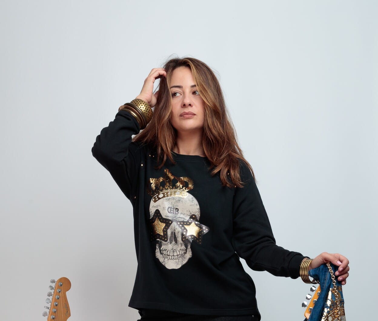SUDADERA TACHAS DORADAS SKULL FESTIVAL