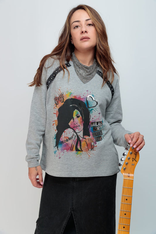 SUDADERA TACHAS PLATA AMY FESTIVAL