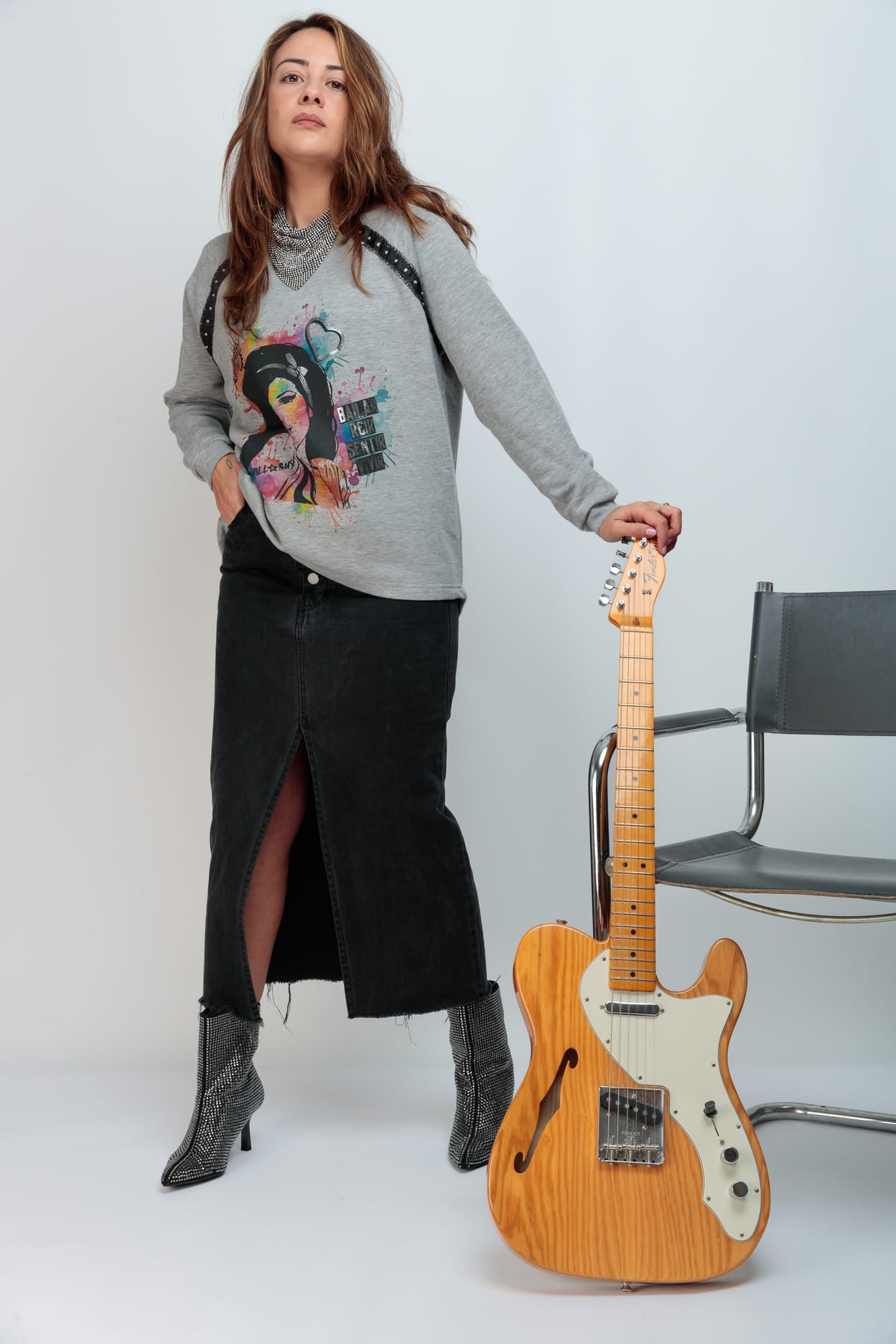 SUDADERA TACHAS PLATA AMY FESTIVAL