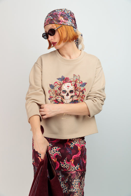Sudadera Beige Skull Mireya