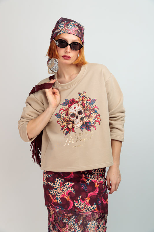 Sudadera Beige Skull Mireya