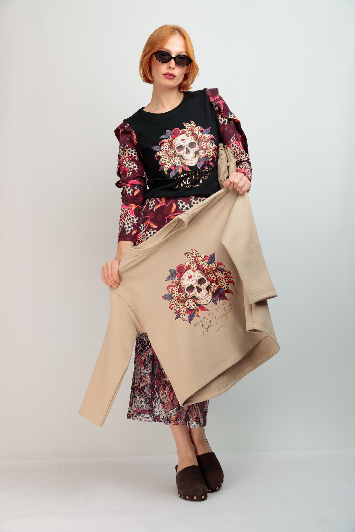 Sweat-shirt beige Skull Mireya