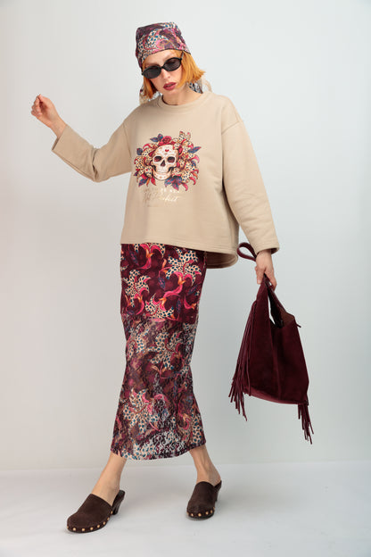 Sweat-shirt beige Skull Mireya
